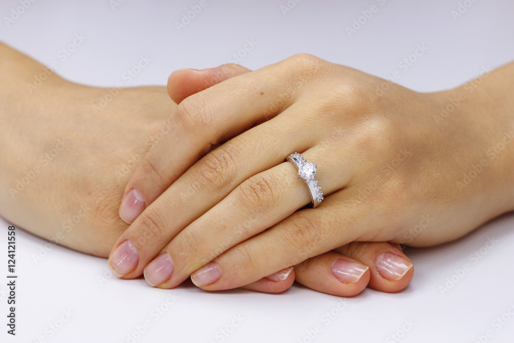 Close up of female hands with ring Close up of female hands with ring