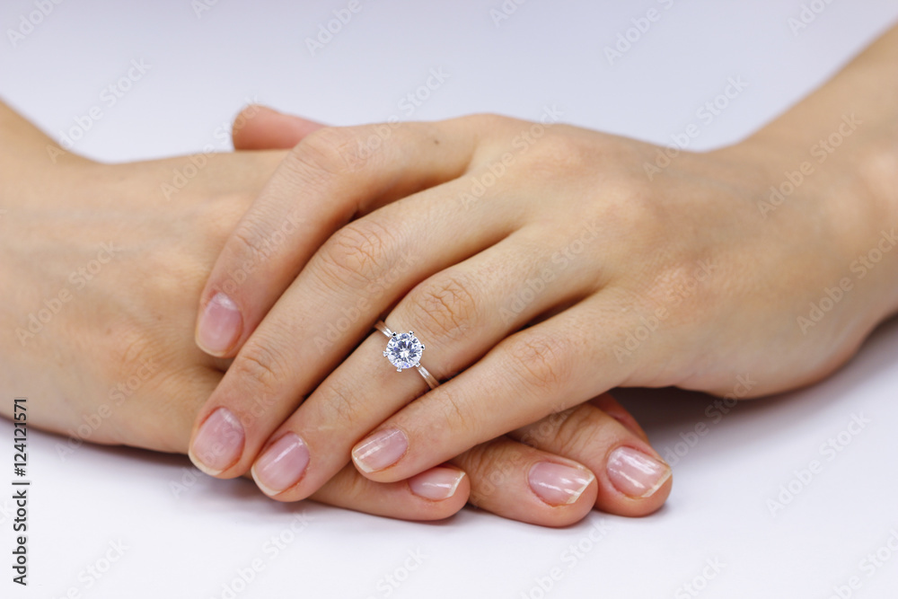 Close up of female hands with ring