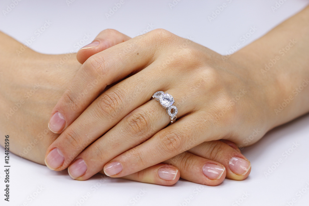Close up of female hands with ring Close up of female hands with ring