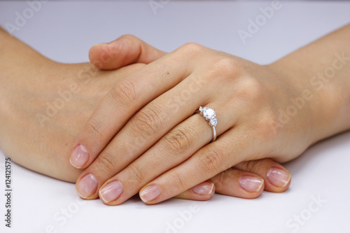 Close up of female hands with ring