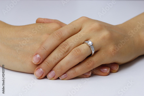Close up of female hands with ring