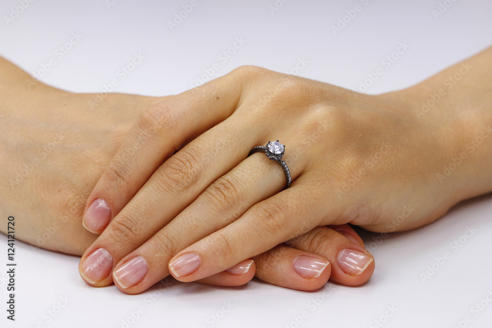 Close up of female hands with ring Close up of female hands with ring