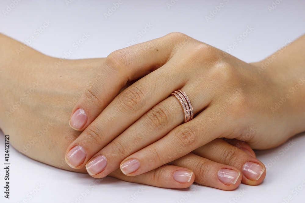 Close up of female hands with ring Close up of female hands with ring