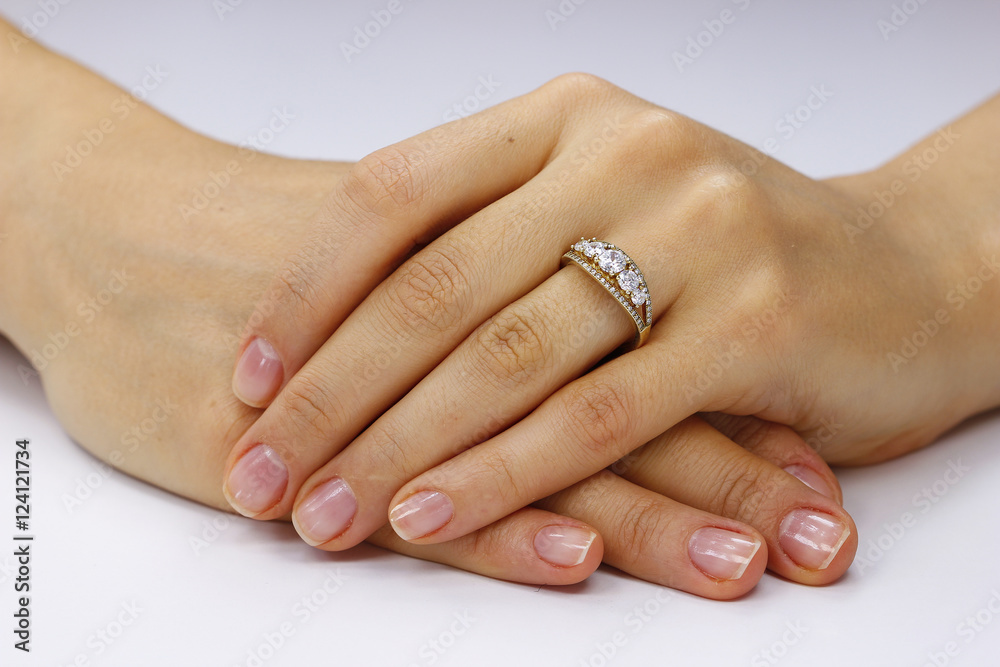 Close up of female hands with ring Close up of female hands with ring