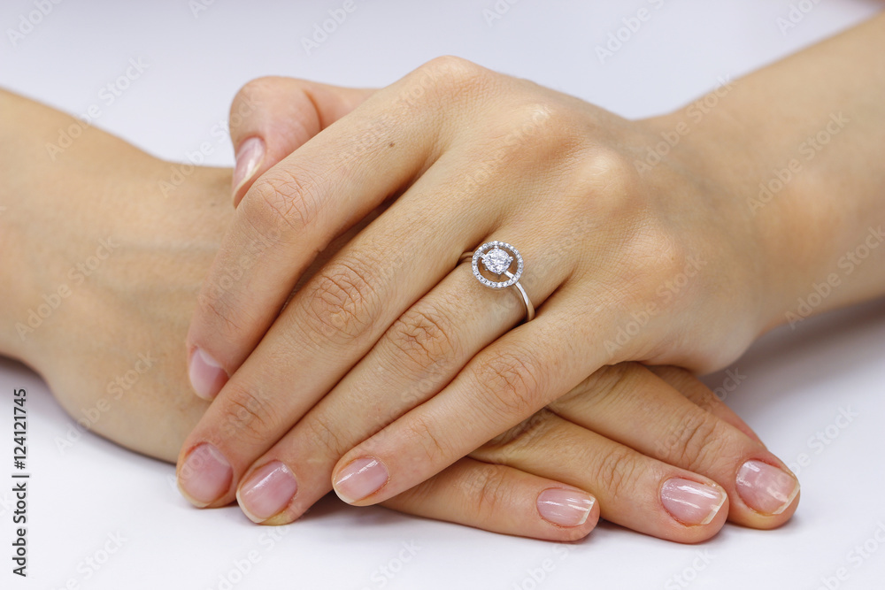Close up of female hands with ring Close up of female hands with ring