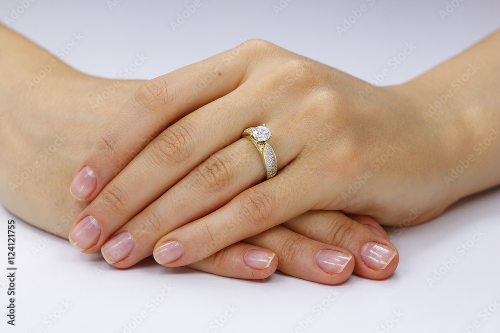 Close up of female hands with ring Close up of female hands with ring