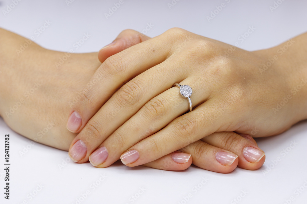 Close up of female hands with ring Close up of female hands with ring