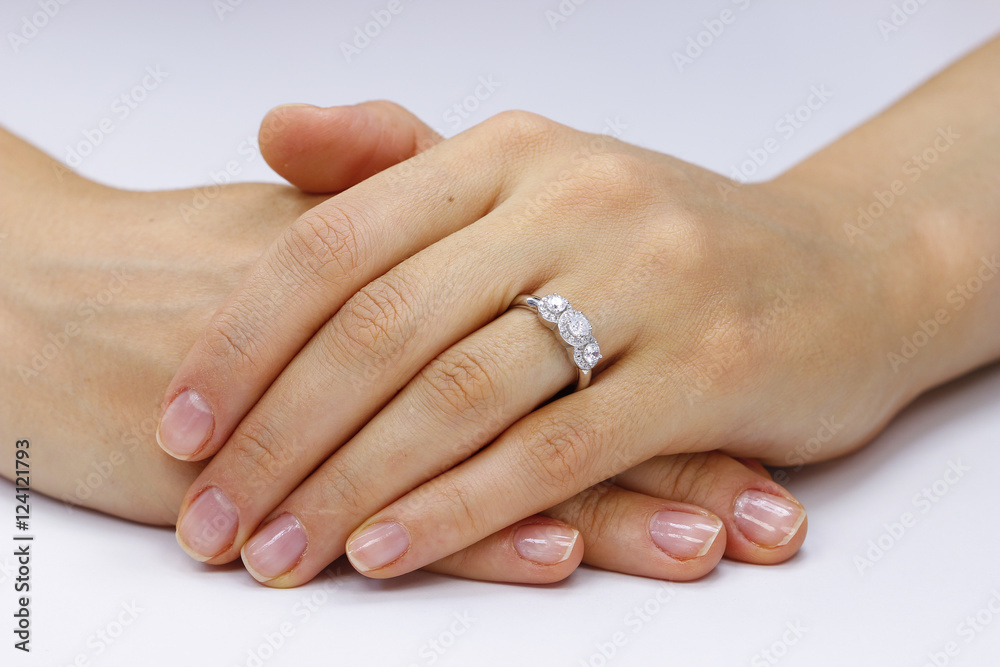 Close up of female hands with ring Close up of female hands with ring