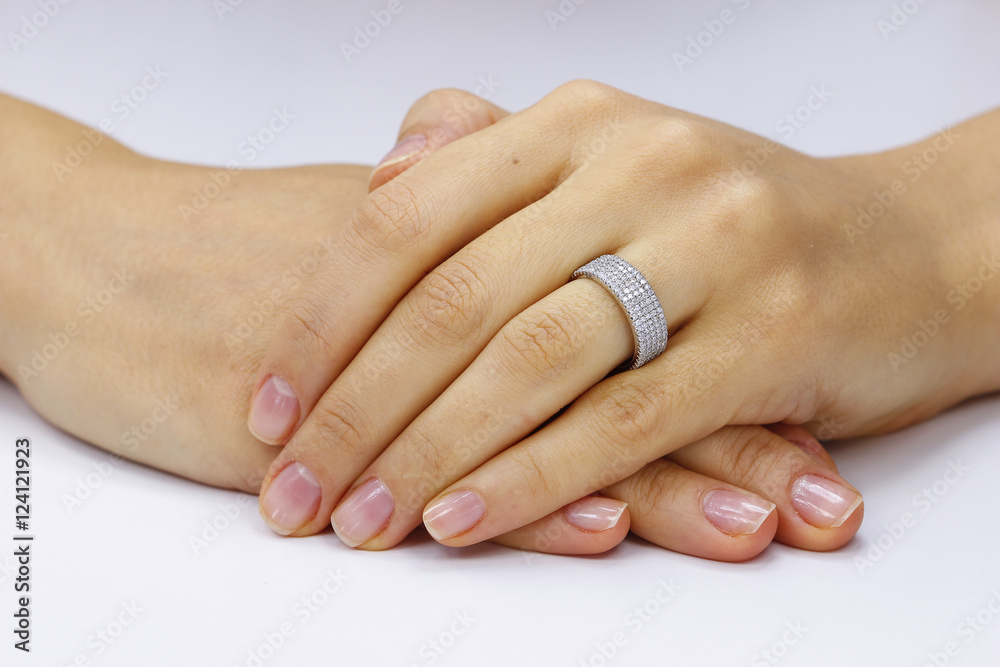 Close up of female hands with ring Close up of female hands with ring