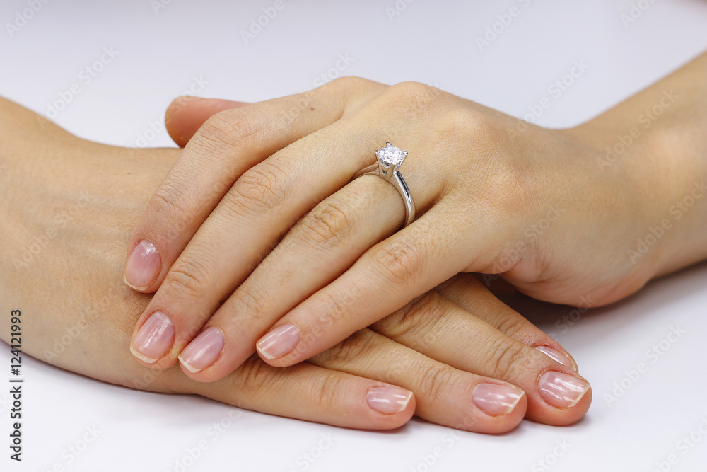Close up of female hands with ring Close up of female hands with ring