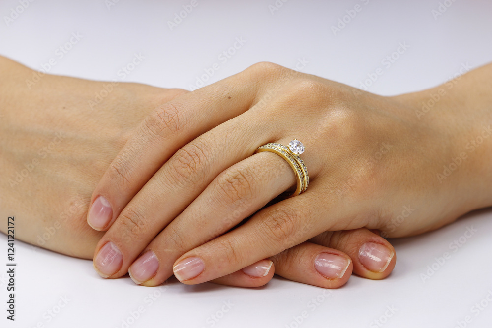 Close up of female hands with ring Close up of female hands with ring