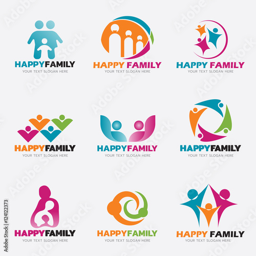 Happy Family logo vector illustration set design