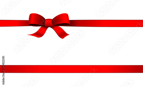 Red ribbon with copy space, vector ribbon background
