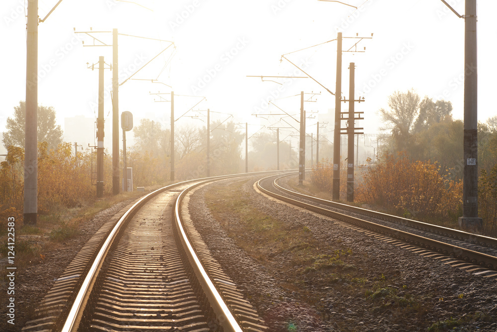 railway, autumn morning railway, autumn morning