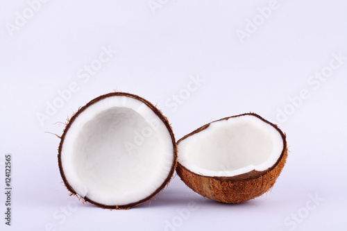 fresh coconut half clipping path for coconut milk on white background fruit food isolated 
