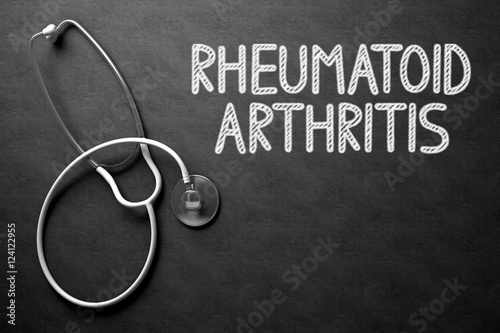 Rheumatoid Arthritis - Text on Chalkboard. 3D Illustration.