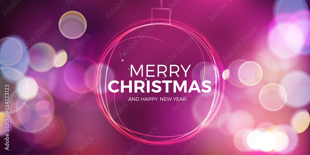 Christmas ball. Abstract sparkling circle on pink background.