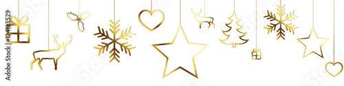 Gold Christmas decorations border