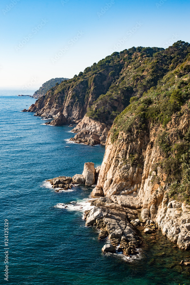 Cliffs and Sea, near Tossa de Mar, Spain, Costa Brava