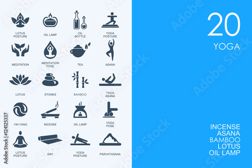 Set of BLUE HAMSTER Library yoga icons