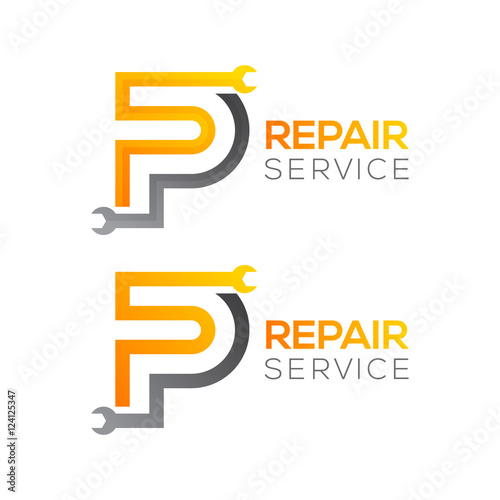 Letter P with wrench logo,Industrial,repair,tools,service and maintenance logo for corporate identity