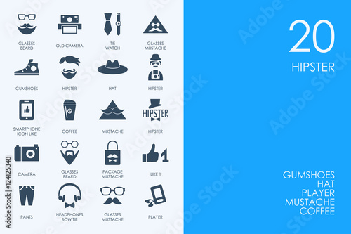 Set of BLUE HAMSTER Library hipster icons