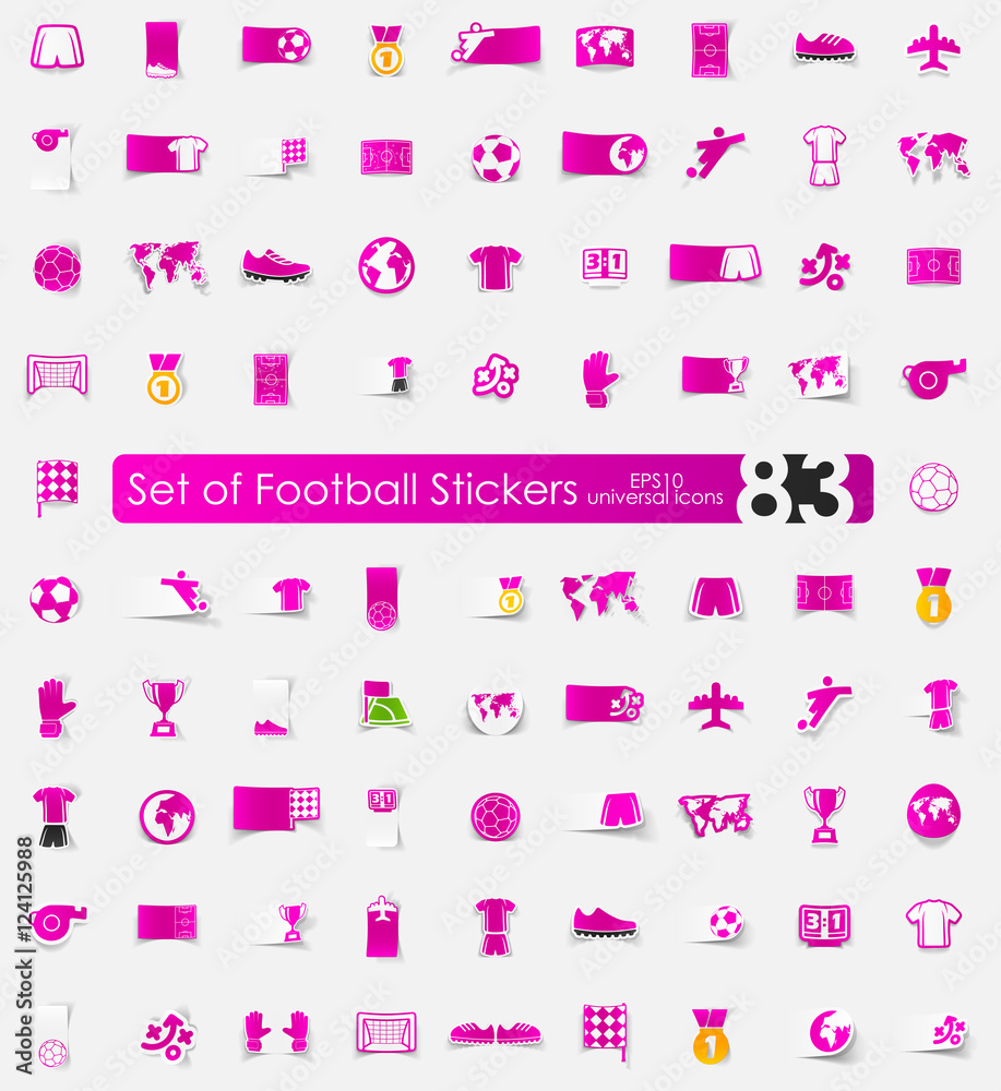Set of football stickers