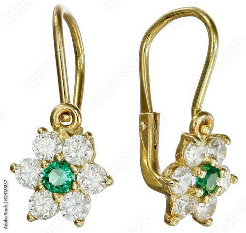 фотографія Children earrings with emerald