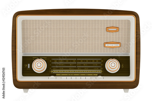 vintage radio isolated on white background