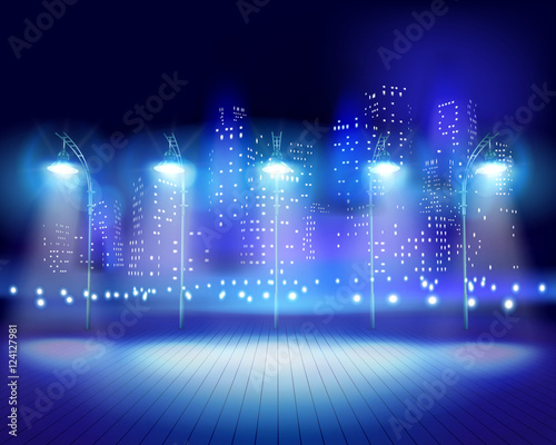 City at night. Vector illustration.