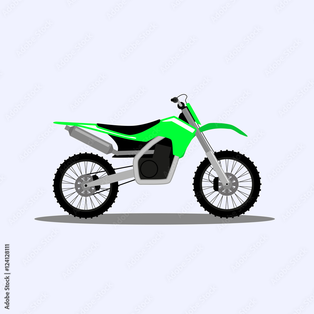 Motorcycle icon in flat style. Vector illustration of motocross motorcycle
