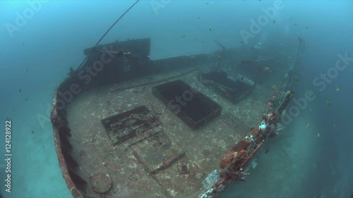 Alma Jane wreck in Puerto Galera. Wreckdiving in Philippines. 4k footage photo