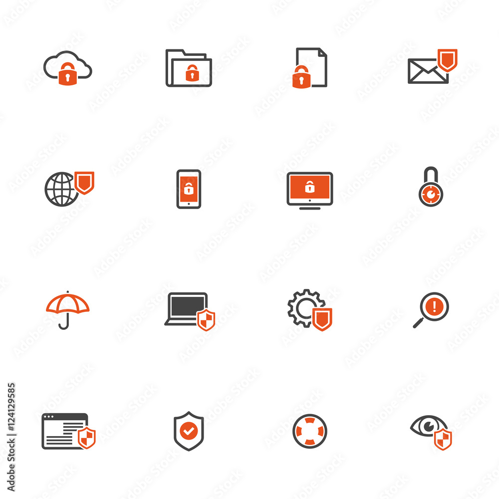 Data security protection icons set Data security protection icons set