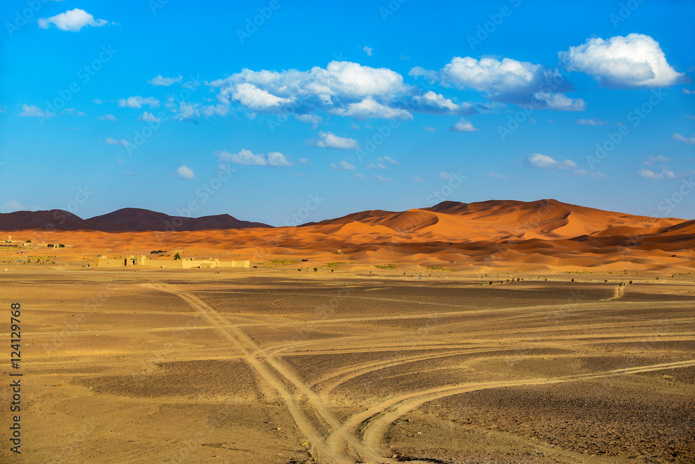 dunes of sahara at erfoud in morocco