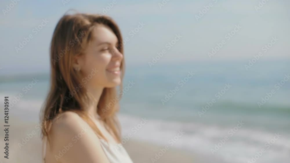 Portrait of the girl who widely and beautifully smiles Portrait of the girl who widely and beautifully smiles