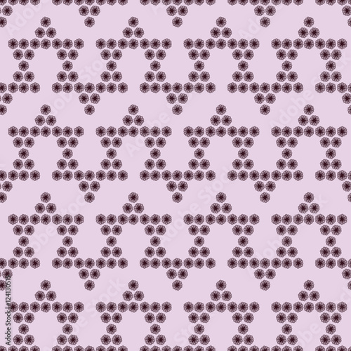 Nice cute background seamless pattern with many repeating stylized contour flowers isolated on the pink fond. Vector illustration eps