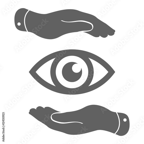 two hands take care of the eye icon