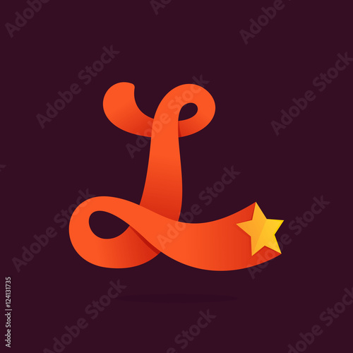 Wallpaper Mural L letter ribbon logo with golden star. Torontodigital.ca