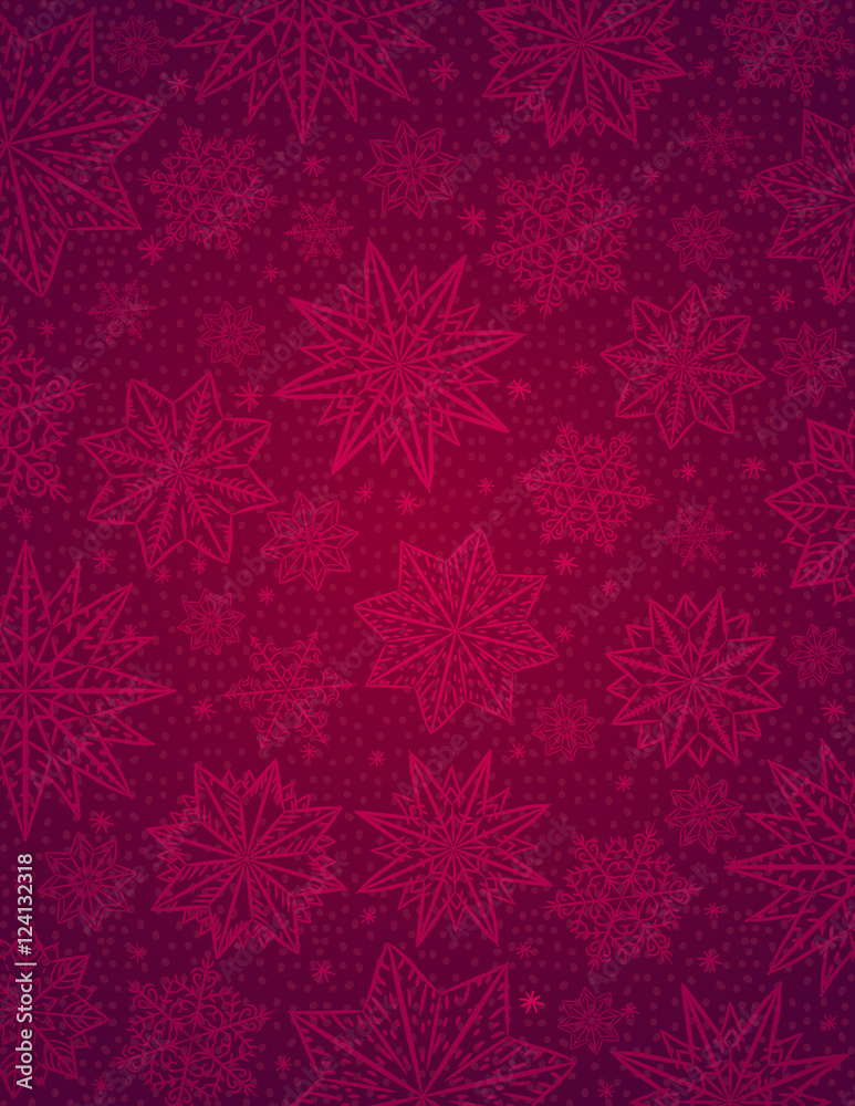 Red christmas background with snowflakes and stars, vector Red christmas background with snowflakes and stars, vector