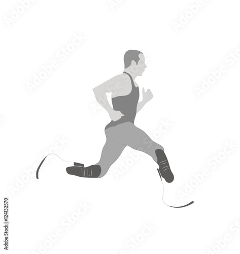 athlete runner with prosthetic legs. vector illustration