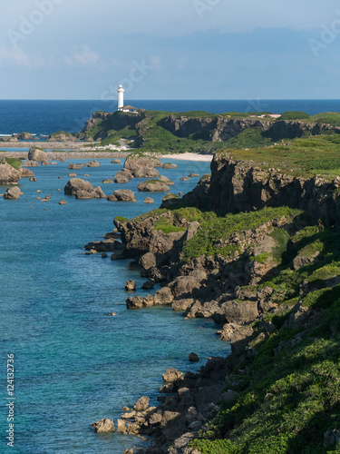 Cape of Higashi Henna Zaki of Miyako Island (宮古島 東平安名崎) in Okinawa, Japan photo