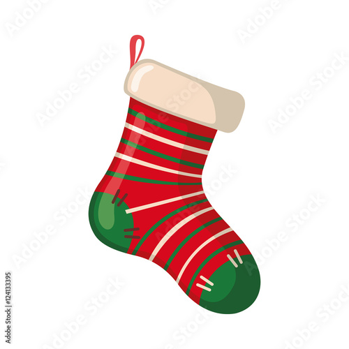 Christmas sock icon in flat style.
