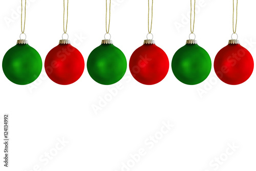 Sechs hängende Weihnachtskugeln