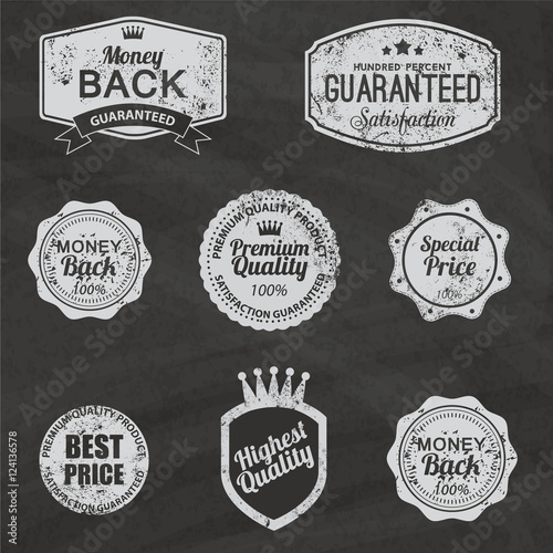 Set of vintage chalkboard bakery logo badges and labels for retro design