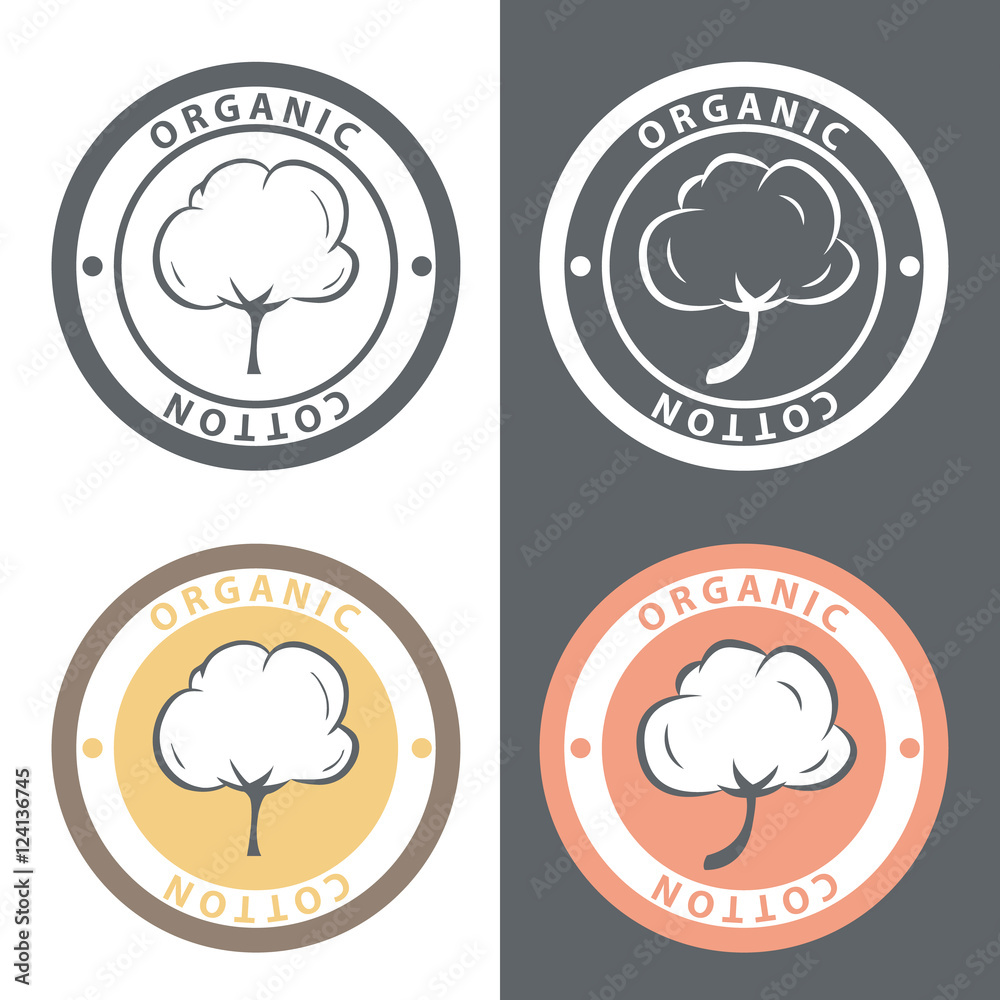 Cotton logo set. Cotton labels, stickers and emblems. Cotton logo set. Cotton labels, stickers and emblems.