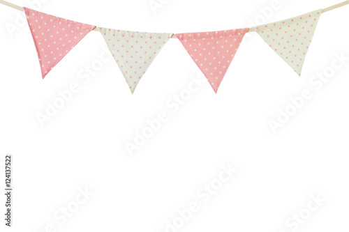 Hanging party flags isolated on white background
