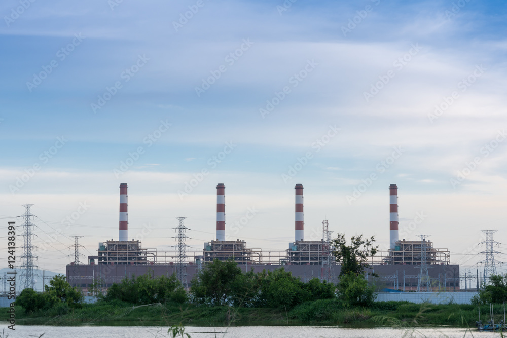Power plant, Energy power station with beautiful sky at evening Power plant, Energy power station with beautiful sky at evening