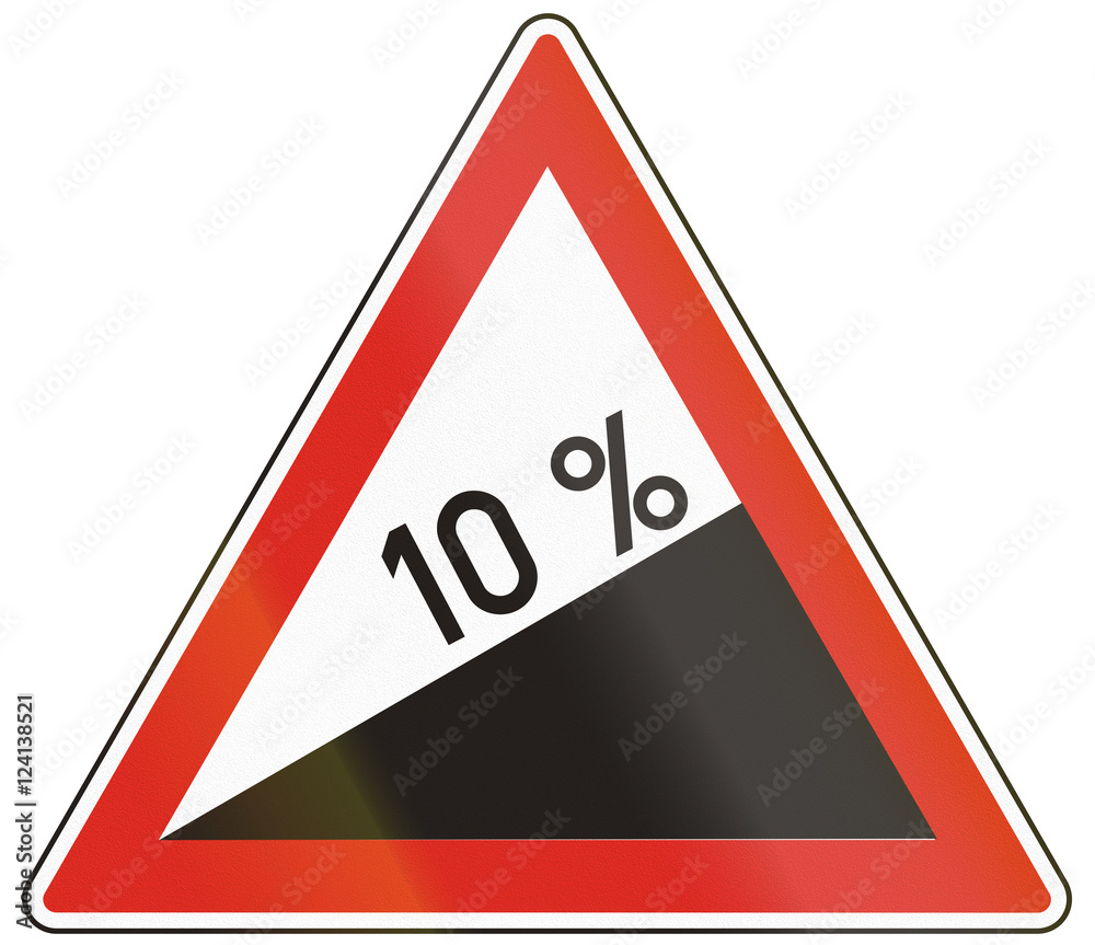 Hungarian warning road sign - Steep hill upward Hungarian warning road sign - Steep hill upward