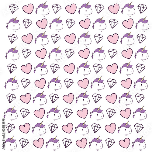 Wallpaper Mural cute unicorn drawn icon vector illustration design Torontodigital.ca