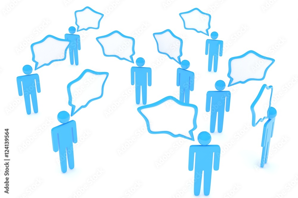people with talk bubbles isolated over a white background. 3d rendering. people with talk bubbles isolated over a white background. 3d rendering.